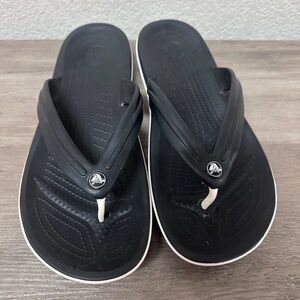 Crocs Flip Flop Sport Grip Sandals Black & White Men’s 11 Thong
